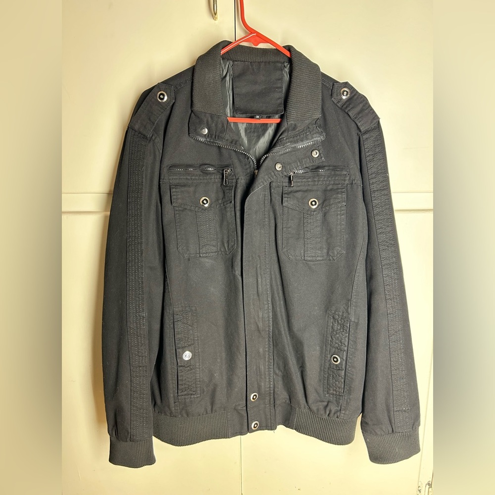 Autumn Cotton Casual Men’s Jacket, Size Medium, black